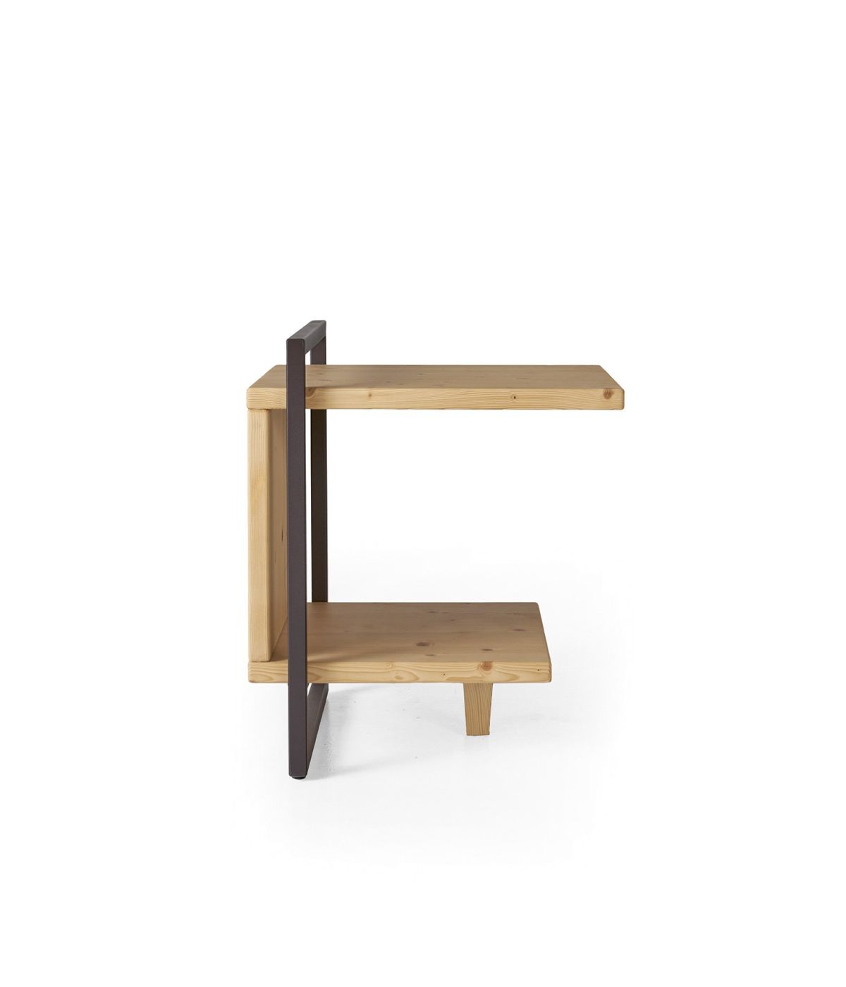 Comodino 2 ripiani industrial cortina legno abete naturale 52X46X61