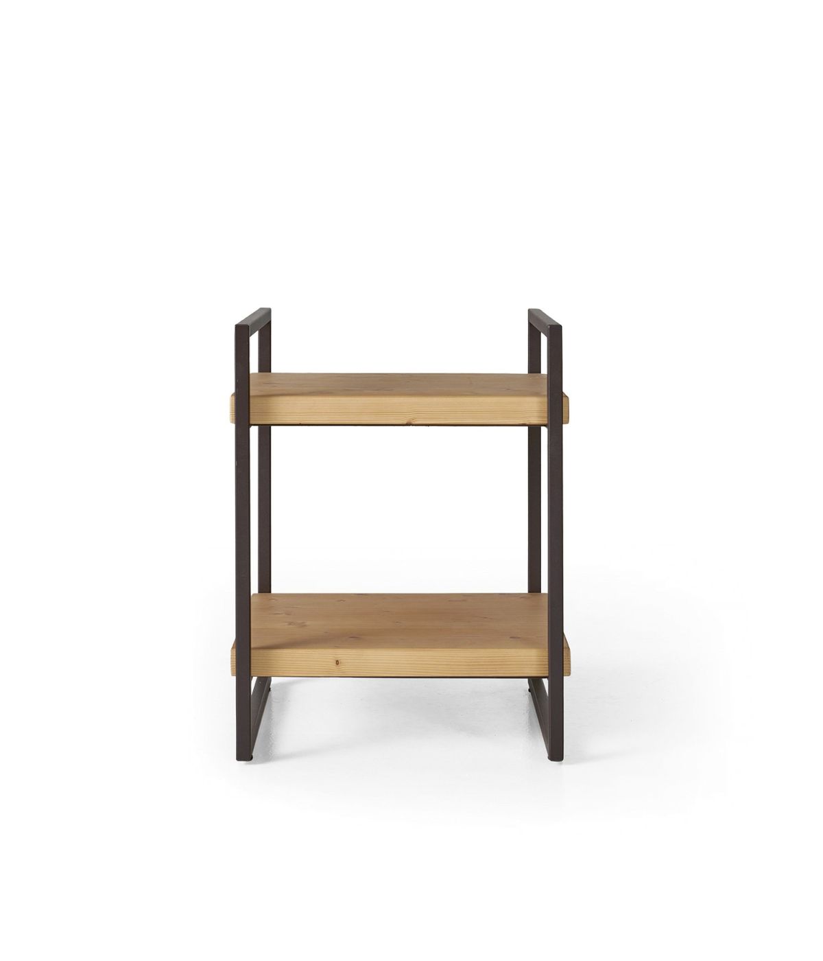 Comodino 2 ripiani industrial cortina legno abete naturale 47X41X61