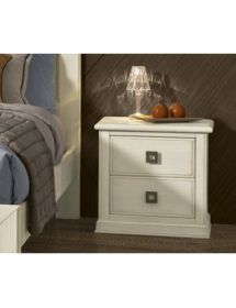 Gruppo 1 Cassettiera 2 Comodini legno arte povera bianco invecchiato