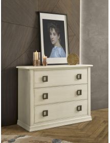 Gruppo 1 Cassettiera 2 Comodini legno arte povera bianco invecchiato