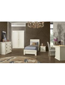 Gruppo 1 Cassettiera 2 Comodini legno arte povera bianco invecchiato