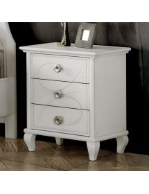 Gruppo 1 Cassettiera 2 Comodini classico legno bianco incisioni