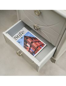 Gruppo 1 Cassettiera 2 Comodini classico legno bianco incisioni