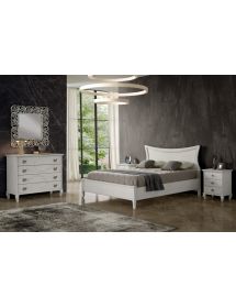 Gruppo 1 Cassettiera 2 Comodini classico legno bianco incisioni