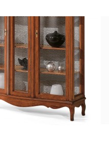 MOBILI 2G - VETRINA IN LEGNO MASSELLO 2 PORTE VETRI CURVI ANTERIORI MISURA L.159 P.47 H.212
