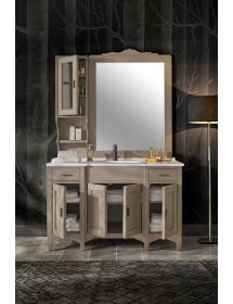 Mobile bagno completo legno shabby grigio 129x61x84 CM