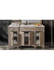 Mobile bagno completo legno shabby grigio 129x61x84 CM