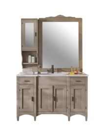 Mobile bagno completo legno shabby grigio 129x61x84 CM