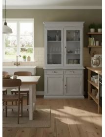 Cristalliera 2 porte 2 cassetti arte povera legno grigio consumato 105x42x206