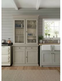 Cristalliera 2 porte 2 cassetti arte povera legno grigio consumato 105x42x206