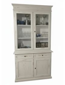 Cristalliera 2 porte 2 cassetti arte povera legno grigio consumato 105x42x206