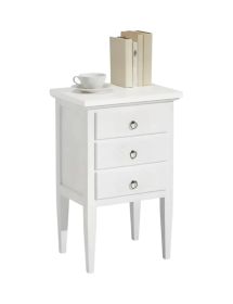 Comodino 3 cassetti arte povera legno bianco 43x33x70