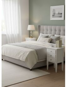 Comodino 3 cassetti arte povera legno bianco 43x33x70