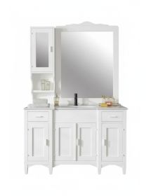 Mobile bagno completo legno shabby bianco 129x61x84 CM