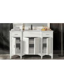 Mobile bagno completo legno shabby bianco 129x61x84 CM