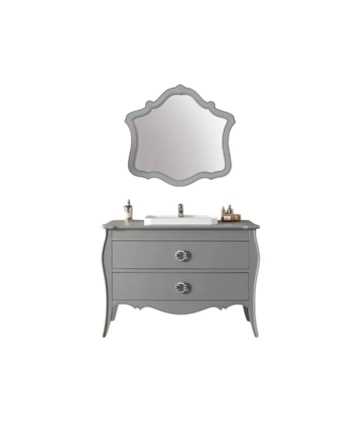 Mobile bagno completo legno shabby grigio 117x54x83 CM