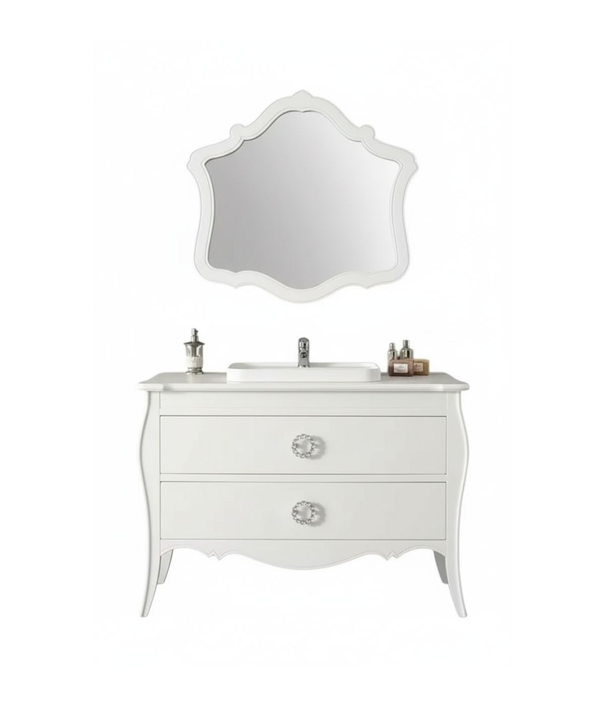 Mobile bagno completo legno shabby bianco 117x54x83 CM