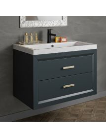 Mobile bagno sospeso legno grigio con lavabo 90x52x61