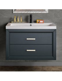 Mobile bagno sospeso legno grigio con lavabo 90x52x61