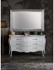 Mobile bagno completo 6 cassetti legno doppio lavabo bianco 162X58X85