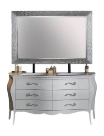 Mobile bagno completo 6 cassetti legno doppio lavabo bianco 162X58X85