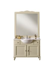 Mobile bagno 2 porte 2 cassetti legno shabby avorio 108x50x86