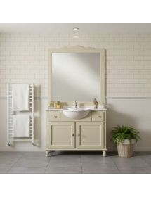 Mobile bagno 2 porte 2 cassetti legno shabby avorio 108x50x86