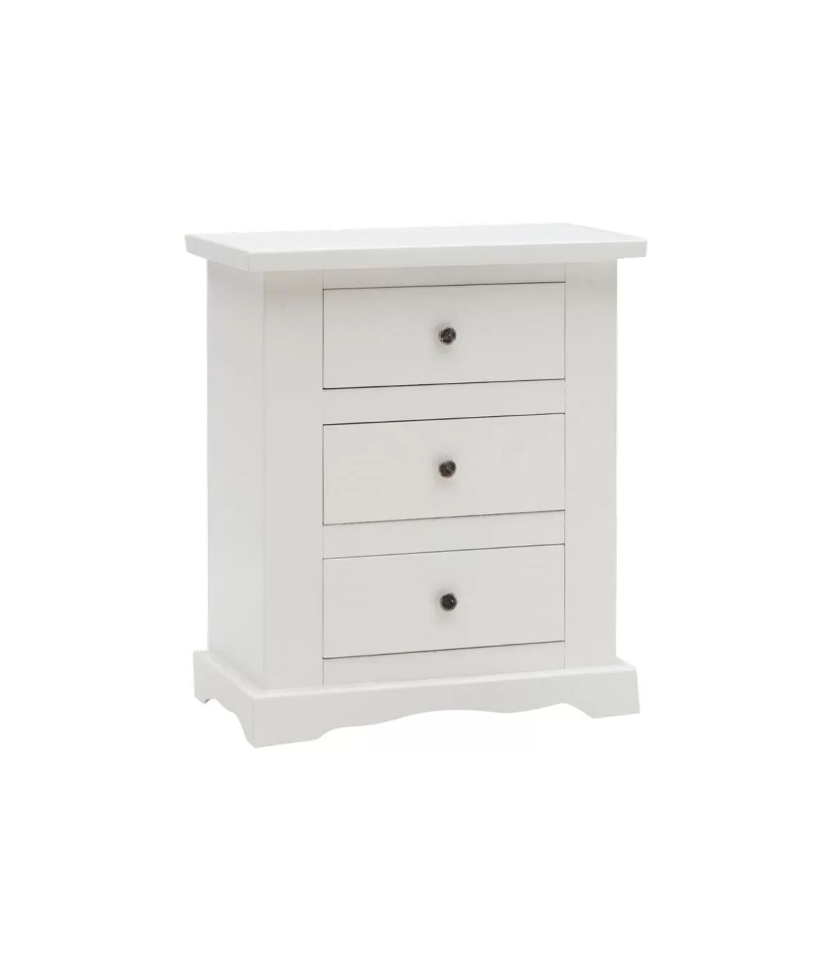 Comodino arte povera legno bianco 3 cassetti 60X35X70