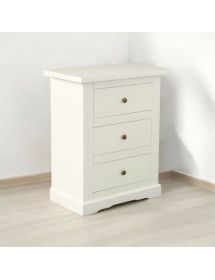Comodino arte povera legno bianco 3 cassetti 60X35X70