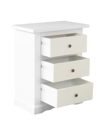 Comodino arte povera legno bianco 3 cassetti 60X35X70