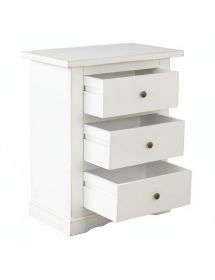 Comodino arte povera legno bianco anticato 3 cassetti 60X35X70