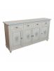 Madia credenza 4 porte legno bianco invecchiato decori azzurri 196X43X98