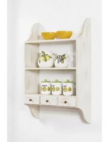 PENSILE COUNTRY 3 CASSETTI 3 RIPIANI LEGNO BIANCO INVECCHIATO 70X23X102