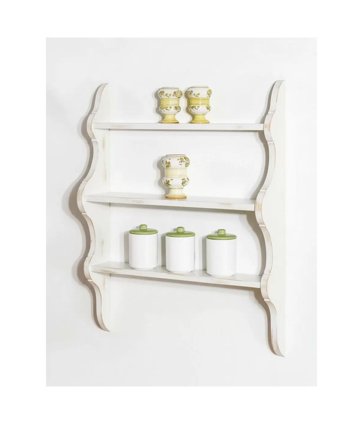 PENSILE COUNTRY 3 RIPIANI LEGNO BIANCO INVECCHIATO 70X20X92