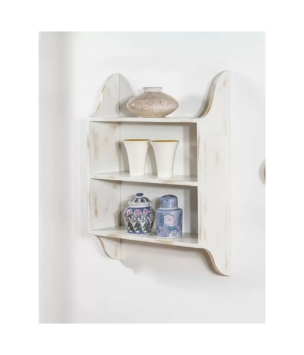 PENSILE COUNTRY 3 RIPIANI LEGNO BIANCO INVECCHIATO 70x23x94