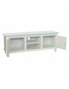 Porta tv in legno 2 ante shabby bianco invecchiato decoro filo azzurro 150X43X56