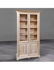 VETRINA LIBRERIA ARTE POVERA IN LEGNO TINTA NOCE 114x47x220