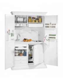 Armadio cucina arte povera legno 2 porte bianco 135X70X210