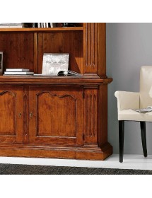 MOBILI 2G - LIBRERIA 2 PORTE IN LEGNO MASSELLO TINTA NOCE L.164 x P.53 H.225
