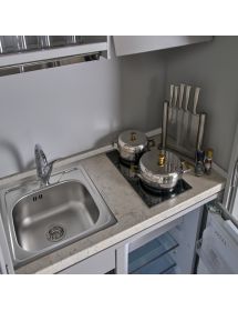 Armadio cucina arte povera legno 2 porte grigio filo bianco 135X70X210