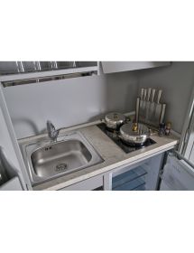 Armadio cucina arte povera legno 2 porte grigio filo bianco 135X70X210