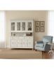 Cristalliera 4 porte legno shabby bianco anticato decori filo azzurro 198X43X210