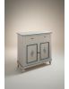 MADIA CREDENZA 2 PORTE BIANCO INVECCHIATO DECORI BLU 104x43x98