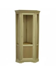 Vetrina Angolare Shabby Chic in Legno Massello 1 Porta - Colorata, Oro o Argento | L.76 P.76 H.215