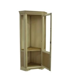 Vetrina Angolare Shabby Chic in Legno Massello 1 Porta - Colorata, Oro o Argento | L.76 P.76 H.215