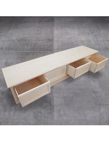 Porta tv 4 cassetti guide ammortizzate legno frassino grezzo 245x60x47
