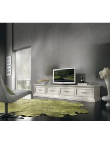 Porta tv 4 cassetti guide ammortizzate legno frassino grezzo 245x60x47