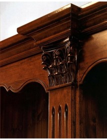 MOBILI 2G - LIBRERIA 2 CASSETTI IN LEGNO MASSELLO TINTA NOCE L.154 x P.49 H.211