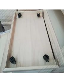 Porta televisore in legno 2 vani con ruote arte povera tinta noce L...