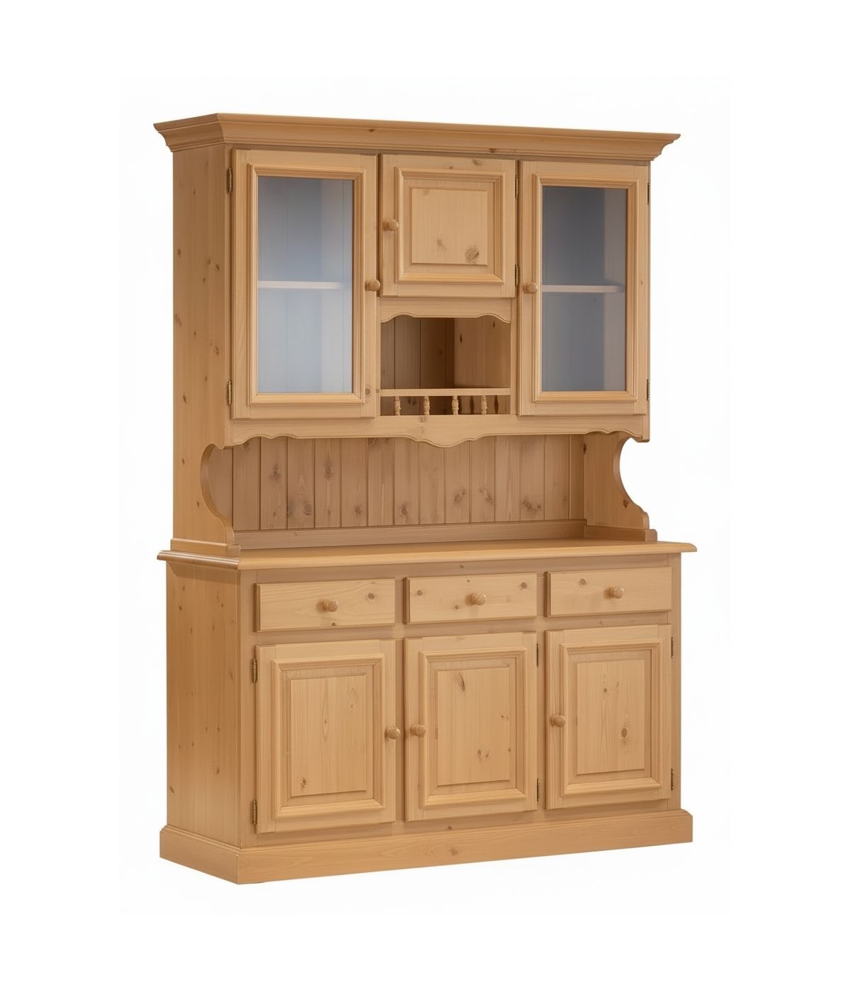 CRISTALLIERA 3 PORTE IN PINO MASSELLO COUNTRY NOCE BIONDO L.147 P.43 H.204